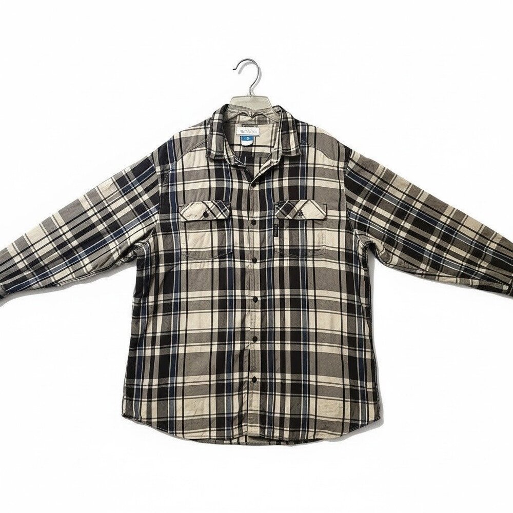 Columbia Sportswear XXL Flannel Plaid Button-Up Checkered Cotton Long Sleeves